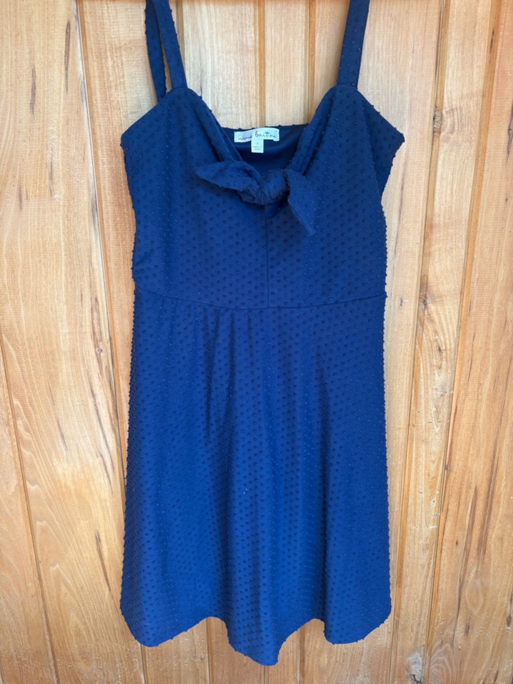 nine britton Navy Textured Tie-Front Mini Dress